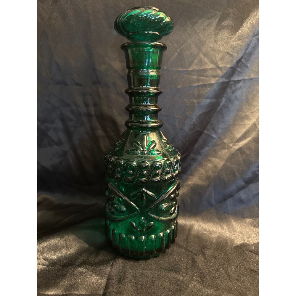 Vintage 1960’s Jim Beam Emerald Green Glass Decanter Genie Bottle